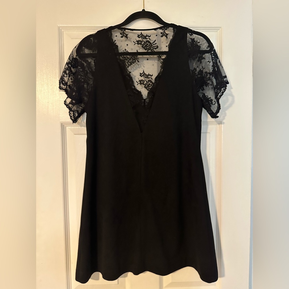 Zara Suede mini dress with lace sleeves
